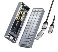 Yottamaster M.2 NVMe/SATA to USB SSD Enclosure, 10Gbps Type-C RTL9210B Controller, Dual-Sided Copper Base+ Aluminum Heatsink + Thermal Pad, Supports 2230-2280, for Laptop/PS5/MacBook - Grey