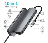 Yottamaster USB-C Hub 5/6/10-in-1 Multiport Dock 4K HDMI USB 3.0 PD 100W for MacBook Pro/Air