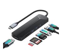 Yottamaster USB C Hub 7 in 1,USB Hub Multiport Adapter with 4K HDMI,100W PD,3 USB-A Data Ports 5Gbps,USB-C to SD/TF Card Reader Compatible with MacBook Air, iPhone 15 Pro/Pro Max