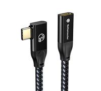 Yottamaster USB3.2 Gen2x2 Extension Cable 0.5m, Right Angle USB C Exender Lead PD 100W 4K@60Hz Braided Extender Compatible with Macbook, Hub, Phones