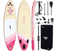 YOTTOY Inflatable Stand Up Paddle Board,Stable Lightweight 10'5" SUP with Non-Slip EVA Deck, Premium Paddleboard Accessories, Three-Fin System & Carry Bag,All-Around Inflatable SUP (Rose Red)