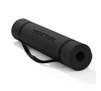 YOTTOY Yoga Mat，Extra Thick Yoga Mat (1/2inch),Professional TPE Exercise Mat,Non-Slip Workout Mat for Yoga, Pilates, Fitness, Barefoot Workouts, Home Gym Studio with Strap (Black, 72 * 32 * 1/2inch)