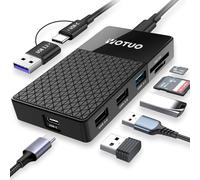 YOTUO M.2 NVMe SSD Enclosure with Hub & Card Reader, 10Gbps USB-C 3.2, External Solid State Drive Case for 2230/2242/2260/2280, SD/TF Card Reader, USB Hub, Compatible with Windows/Mac/Android/iOS