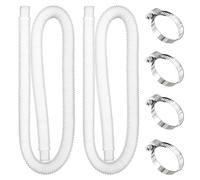yotutun 2PCS 32mm Pool Pump Replacement Hose, 1 Meter Long Swimming Pool Replacement Hose Pool Pump Hose with 4 Metal Clamps Filter Pump for Above Ground Pools (White)