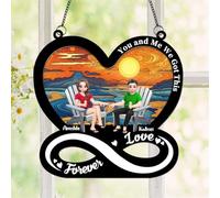 You and Me We Got This Suncatcher Personalized Couple Suncatchers Heart Infinity Beach Chair Windows Hanging Christmas Anniversary Birthday Wedding Gifts for Wife Husband