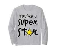 You are A Super Star - Perfec Graphic Tops to Long Sleeve T-Shirt, Adult Unisex, Heather Grey, XX-Large