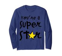 You are A Super Star - Perfec Graphic Tops to Long Sleeve T-Shirt, Adult Unisex, Navy Blue, X-Large