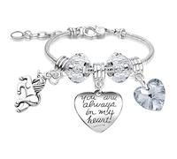 You Are Always In My Heart Sparkly Pink Crystal Heart Adjustable Charm Bracelet with Gift Box for Girls Birthday & Christmas Gifts
