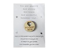You Are Amazing Strong And Wonderful Pocket Hug Up Gift Cute Little Heart Pocket Hug Gift Card Sympathy Cards Assortment Religious (White, One Size)