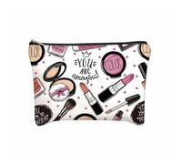 You are Amazing Vibrant Fun Makeup Print Cosmetic Pouch - White Rectangular Zipper Toiletry Organiser Bag for Women Teens Daily Travel Storage Makeup Bag with Pink Polka Dots Design