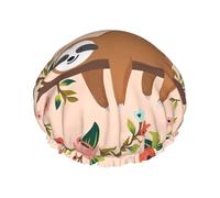 You Are Awesome Sloth Print Shower Cap for Women & Men â€“ Reusable Double-Layer Bath Hair Cap with Elastic Strap L