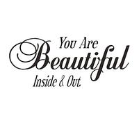 You are Beautiful Inside and Out Wall Sticker, Vinyl Motivational Wall Art Decor, Inspirational Quote Saying Letter Room Decal for Office, Yoga Gym, Study, Girls Bedroom, 22 x 9.1