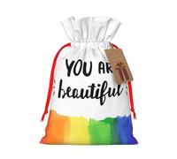 You Are Beautiful Printed Drawstring Gift Bags,Various Sizes, Bulk Plastic Packaging Bags