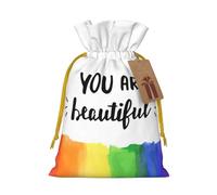 You Are Beautiful Printed Drawstring Gift Bags,Various Sizes, Bulk Plastic Packaging Bags