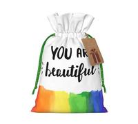 You Are Beautiful Printed Drawstring Gift Bags,Various Sizes, Bulk Plastic Packaging Bags