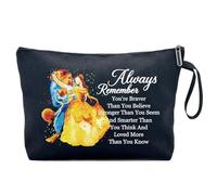 You Are Braver Stronger Funny Cosmetic Bag, Canvas Toiletry Storage Pouch Travel Zipper Makeup Bag, Beauty Beast Inspired Gifts, Gifts for Beauty Beast Movie Fans Sister Friend Daughter BFF Coworker