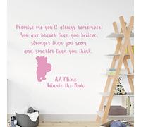 You are Braver Than You Believe, Stronger Than You Seem... - Pooh Book Quote Decal Wall Sticker [Large] [Pink]