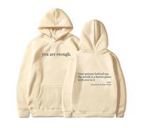 You Are Enough Hoodie, Dear Person Behind Me Hoodie, Inspirational Sweatshirt Gift for Women Men, Teens, Friends (Beige,L)