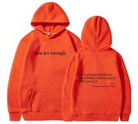 You Are Enough Hoodie, Dear Person Behind Me Hoodie Men Women, Sweatshirts Casual Letter Print Pullover (Orange,5XL)