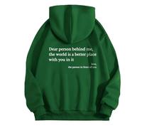 You are Enough Hoodie, Dear Person Behind Me Hoodie, Super Soft Plain Hoodie with Pocket Unisex (Green,5XL)