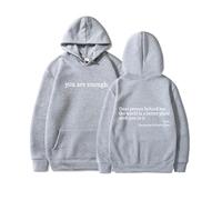 You are Enough Hoodie, Dear Person Behind Me Hoodie, Super Soft Plain Hoodie with Pocket Unisex (Grey,L)