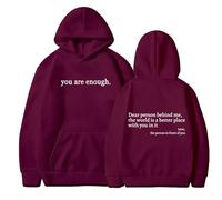 You are Enough Hoodie, Dear Person Behind Me Hoodie, to The Person Behind Me for Men Women (Wine Red,XL)