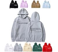 You Are Enough Hoodie, Dear Person Behind Me Sweatshirt, Casual Graphic Letter Print Sleeve Hoodies for Men Women (gray,3XL)