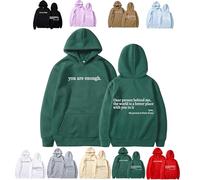 You Are Enough Hoodie, Dear Person Behind Me Sweatshirt, Casual Graphic Letter Print Sleeve Hoodies for Men Women (green,L)