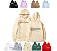 You Are Enough Hoodie, Dear Person Behind Me Sweatshirt, Casual Graphic Letter Print Sleeve Hoodies for Men Women (apricot,XL)