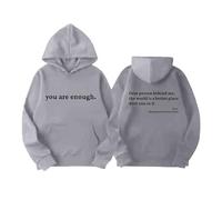 You are Enough Hoodies for Boys Girls Drop Shoulder Funny Novelty Fleece Hooded Retro Comfy Boy Clothes Fall Winter Hoodie Kids Boy (Grey, 9-10 Years)