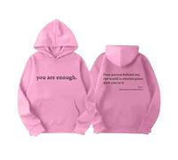 You are Enough Hoodies for Boys Girls Drop Shoulder Funny Novelty Fleece Hooded Retro Comfy Boy Clothes Fall Winter Hoodie Kids Boy (Pink, 13-14 Years)