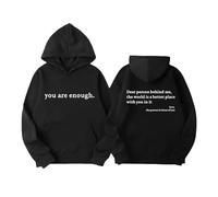 You are Enough Hoodies for Boys Girls Drop Shoulder Funny Novelty Fleece Hooded Retro Comfy Boy Clothes Fall Winter Hoodie Kids Boy (Black, 13-14 Years)