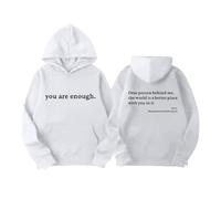 You are Enough Hoodies for Boys Girls Drop Shoulder Funny Novelty Fleece Hooded Retro Comfy Boy Clothes Fall Winter Toddler Letter Print Solid Warm Hoodies (White, 11-12 Years)