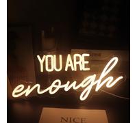 You Are Enough Neon Sign Word/Letters USB Powered with Dimmer Switch Neon Lights for Room Home Bar Art Wall Decor Party Window Living Room Decor Wall Hanging Decoration (warm white)