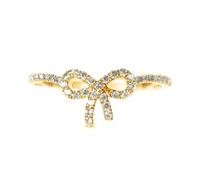 You Are Enough Pink Pavé Bow Ring, Gold/Silver Inspirational Delicate Fashionable Bow Ring, Cubic Zirconia Jewelry for Women (Gold, 9)