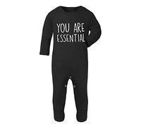 You are Essential - Lockdown keyworker Statement Baby Romper Jumpsuit with feet, 6-12 Months, Black