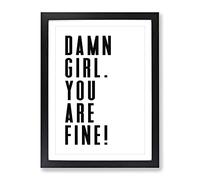 You Are Fine Typography Quote Framed Print | A4 Black Framed Wall Art | Ready to Hang | Modern Positive Affirmations Picture | Living Room Bedroom Lounge Office