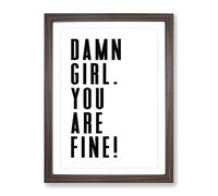 You Are Fine Typography Quote Framed Print | A4 Walnut Framed Wall Art | Ready to Hang | Modern Positive Affirmations Picture | Living Room Bedroom Lounge Office