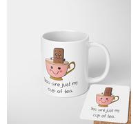You are Just My Cup of Tea Mug - Romantic, Funny, Tea Lover Gift - Valentines, Birthday, Couples, Home, Kitchen, Coffee, Cute Cup, Ceramic, Optional Matching Coaster