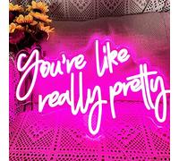 You are Like Really Pretty Neon Sign Pink Room Decor LED Neon Signs Wall Decor for Bedroom Bachelorette Party Teen Girls Room with Dimmable Switch USB Power(16.9 * 10.6inches)