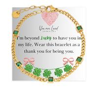 You Are Loved Jewelry Bracelet, with a Free Sentiment Card, Medium, Stainless Steel, Created Emerald