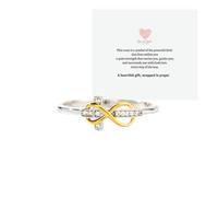 You Are Loved Jewelry Sterling Silver 18K Gold Plated Infinity Cubic Zirconia Adjustable Cross Ring Inspirational Message Card Gift