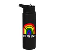 You are Loved Rainbow Pride Mental Health Awareness Design Stainless Steel Insulated Water Bottle