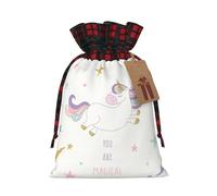 You Are Magical Printing Color Matching Plaid Christmas Bag With Drawstring,4.7x6.9 In For Christmas Halloween