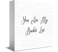 You Are My Bucket List Wooden Box Sign Decorative Funny Office Home Decor Rustic Farmhouse Square Desk Decor Sign For Shelf 5 X 5 Inches