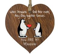 You Are My Penguin Anniversary Hanging Wooden Heart Sign Plaque