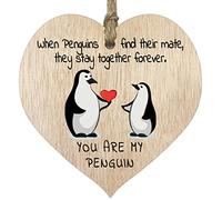 You Are My Penguin Anniversary Hanging Wooden Heart Sign Plaque