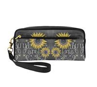 You are My Sunflower Double-Sided Printed Leather Portable Makeup Pouch-Multi-Purpose Cosmetic Bag, Pencil Case and Organizer for Women
