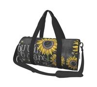 You are My Sunflower Large Round Travel Duffle Bag, Full-Print Canvas Weekender with Padded Lining, Multiple Pockets,Detachable Shoulder Strap and Soft Leather Handles