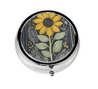 You are My Sunflower Print Mini Metal Pill Box 2.0x2.0x0.7 in Round Travel Medicine Pill Organizer Box for Purse Pocket